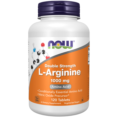 L-arginina 1000 mg Double Strength NOW Foods – 120 comprimidos