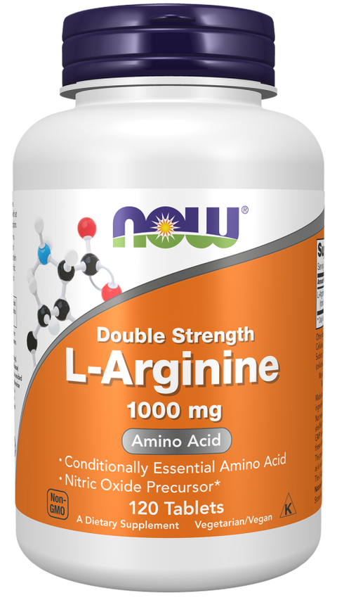 L-arginina 1000 mg Double Strength NOW Foods – 120 comprimidos