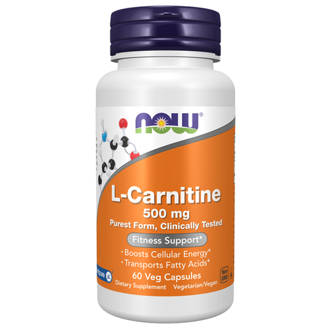 L-carnitina 500 mg NOW Foods – 60 cápsulas vegetais