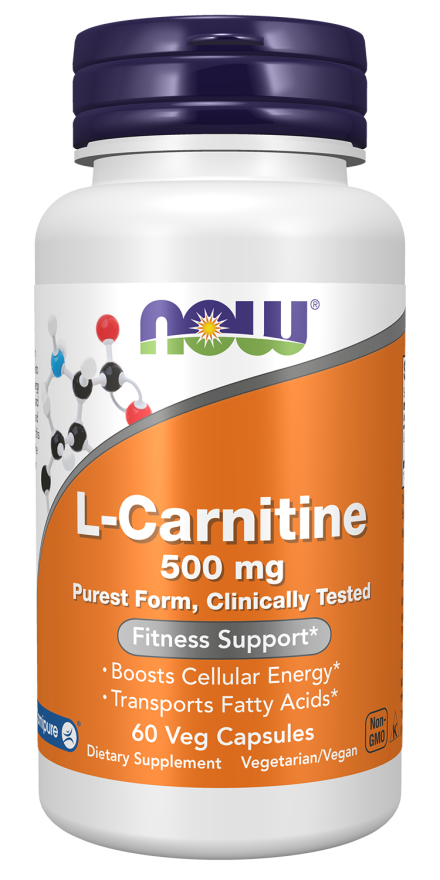 L-carnitina 500 mg NOW Foods – 60 cápsulas vegetais
