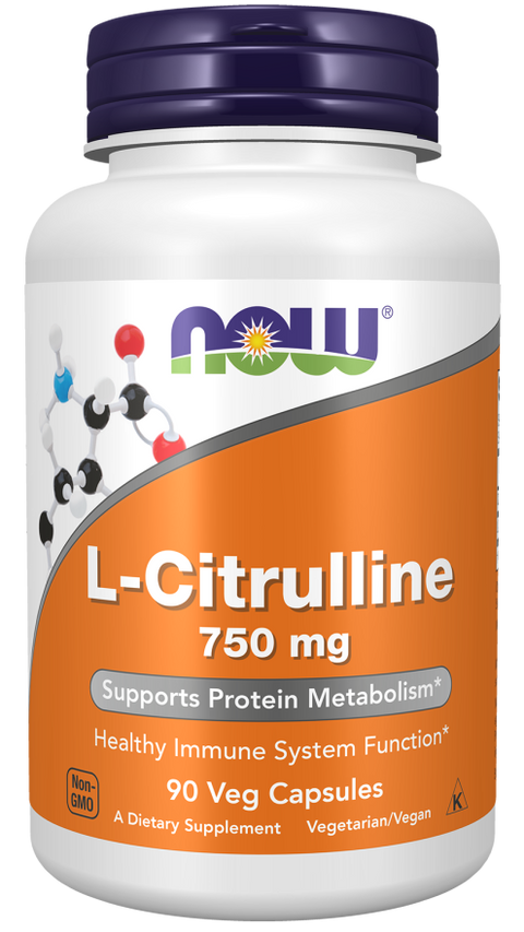 L-citrulina 750 mg NOW Foods – 90 cápsulas vegetais