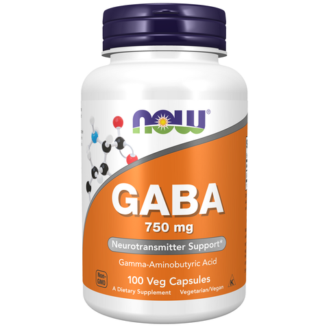 GABA 750 mg NOW Foods – 100 cápsulas vegetais