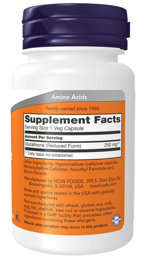 Glutationa 250 mg NOW Foods – 60 cápsulas vegetais – imagem 2
