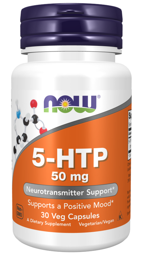 5-HTP 50 mg NOW Foods – 30 cápsulas vegetais