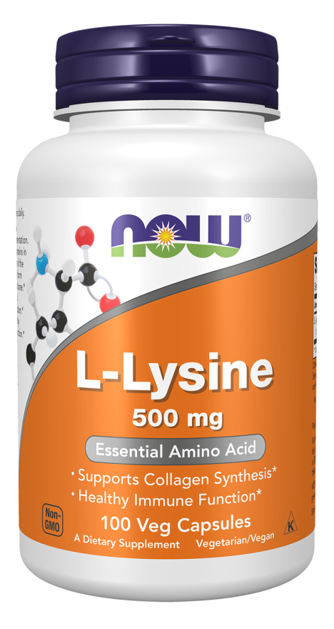 L-lisina 500 mg NOW Foods – 100 cápsulas vegetais