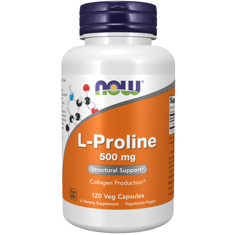 L-prolina 500 mg NOW Foods – 120 cápsulas vegetais