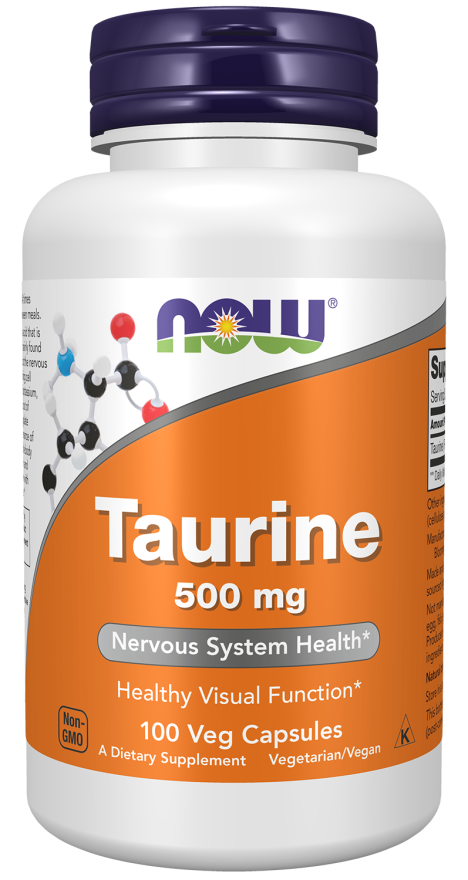 Taurina 500 mg 100 Caps Now Foods - Viva Saudável
