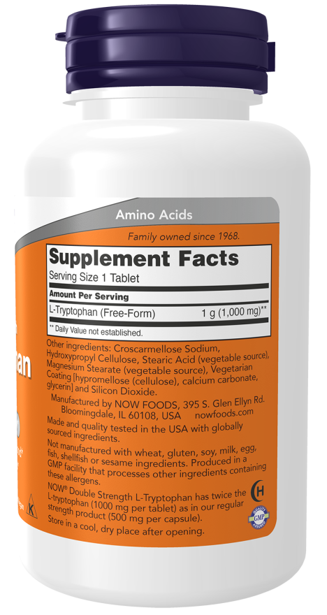 L-triptofano 1000 mg NOW Foods – 60 comprimidos – imagem 2