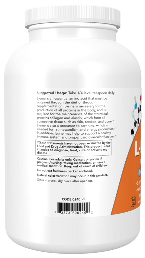 L-lisina em pó NOW Foods – 454 g – imagem 3