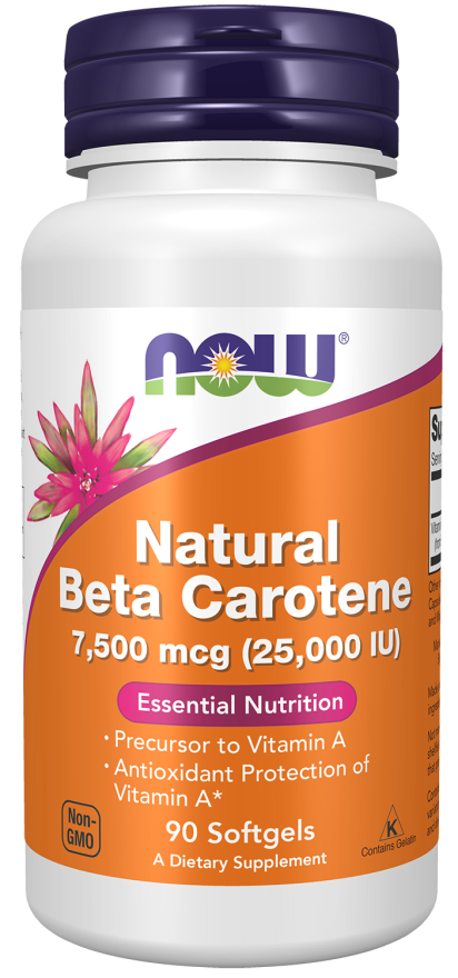 Betacaroteno natural NOW Foods – 90 cápsulas moles