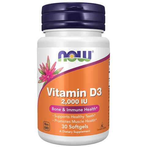 Vitamina D3 2000 UI NOW Foods – 30 cápsulas moles