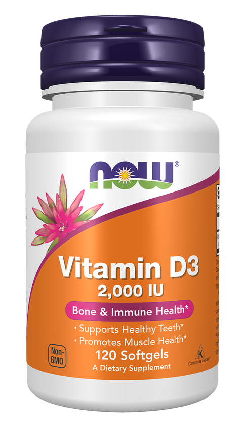 Vitamina D3 2000 UI NOW Foods – 120 cápsulas moles