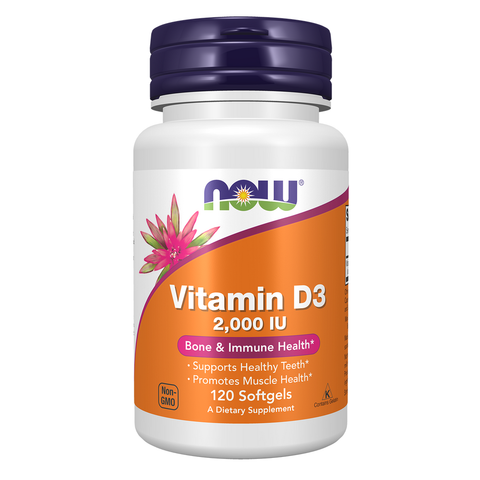 Vitamina D3 2000 UI NOW Foods – 120 cápsulas moles