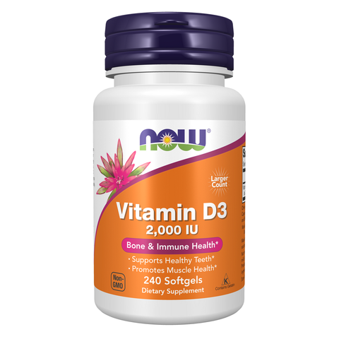 Vitamina D3 2000 UI NOW Foods – 240 cápsulas moles