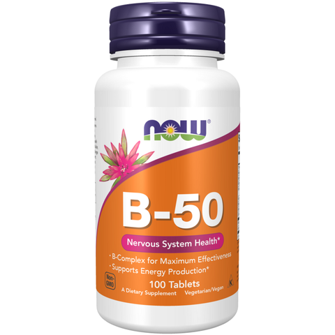 Complexo B vitamina B-50 NOW Foods – 100 comprimidos