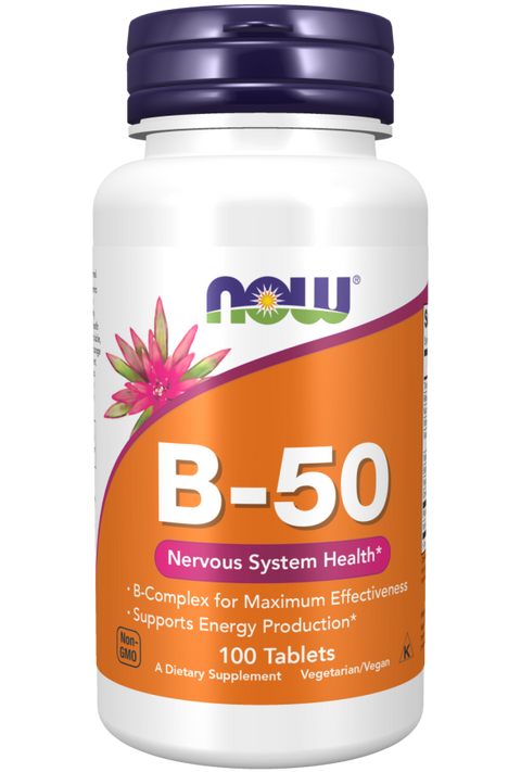 Complexo B vitamina B-50 NOW Foods – 100 comprimidos