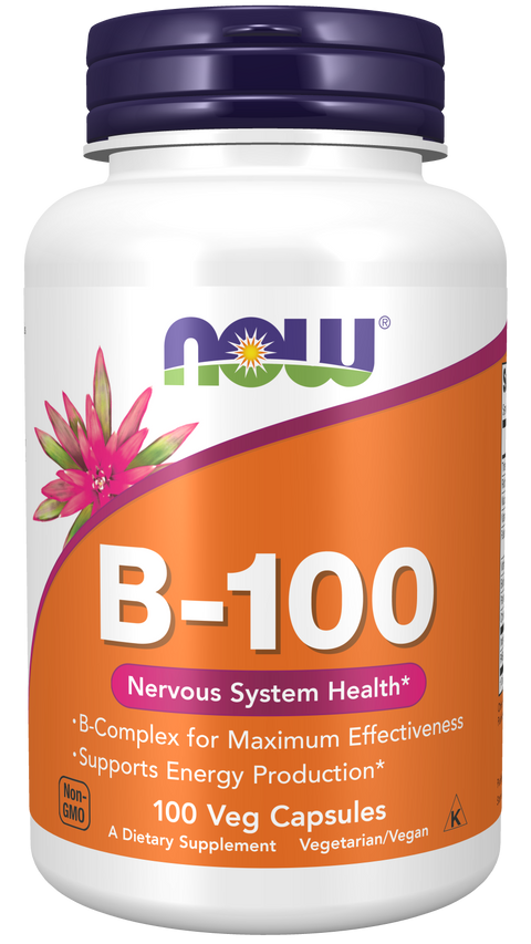 Complexo B vitamina B-100 NOW Foods – 100 cápsulas vegetais