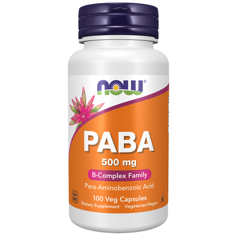 PABA 500 mg NOW Foods – 100 cápsulas vegetais
