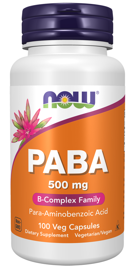 PABA 500 mg NOW Foods – 100 cápsulas vegetais