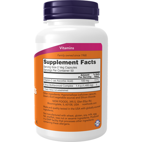Bioflavonoides cítricos 700 mg com vitamina C NOW Foods – 100 cápsulas vegetais – imagem 2