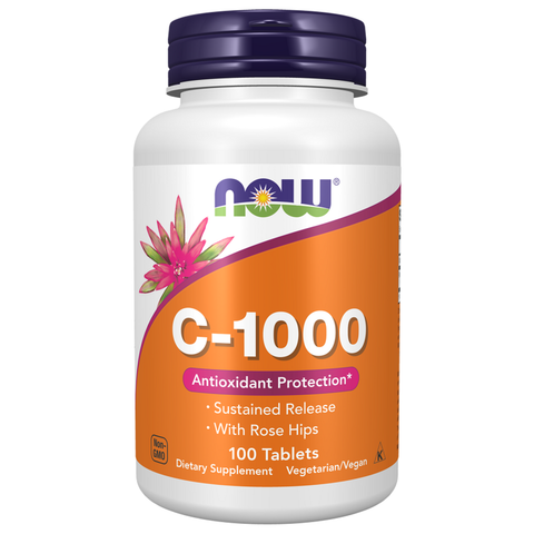 Vitamina C 1000 mg libertação prolongada NOW Foods – 100 comprimidos