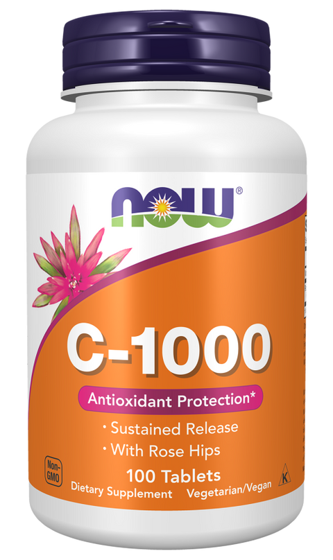 Vitamina C 1000 mg libertação prolongada NOW Foods – 100 comprimidos