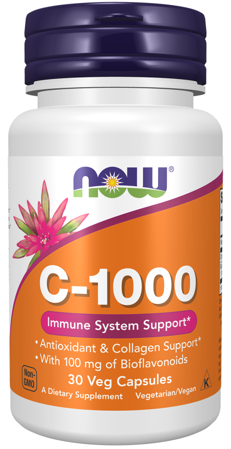 Vitamina C 1000 mg com bioflavonoides NOW Foods – 30 cápsulas vegetais