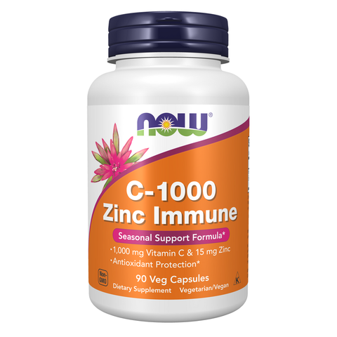 Vitamina C 1000 mg e zinco NOW Foods – 90 cápsulas vegetais