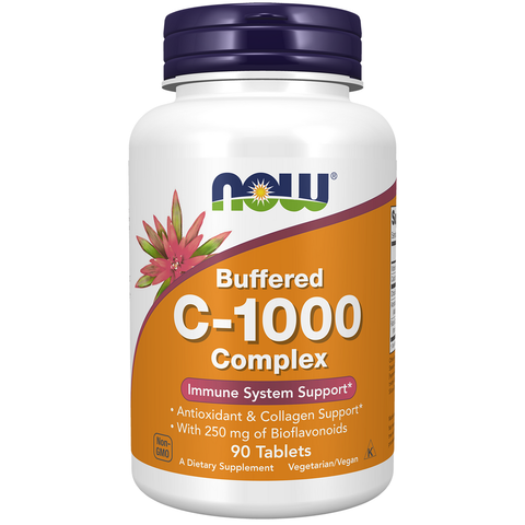 Vitamina C tamponada 1000 mg com bioflavonoides NOW Foods – 90 comprimidos