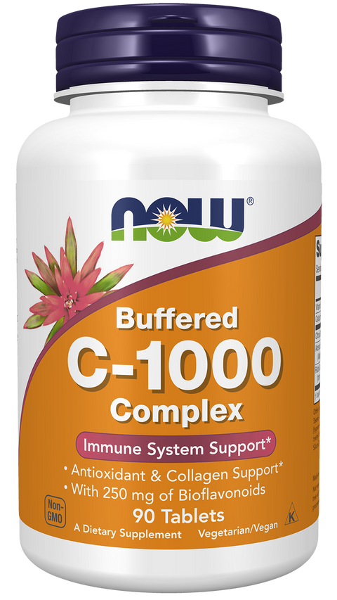 Vitamina C tamponada 1000 mg com bioflavonoides NOW Foods – 90 comprimidos