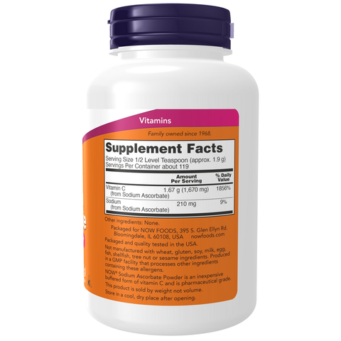 Ascorbato de sódio NOW Foods – Vitamin C Sodium Ascorbate em pó 227 g – imagem 2