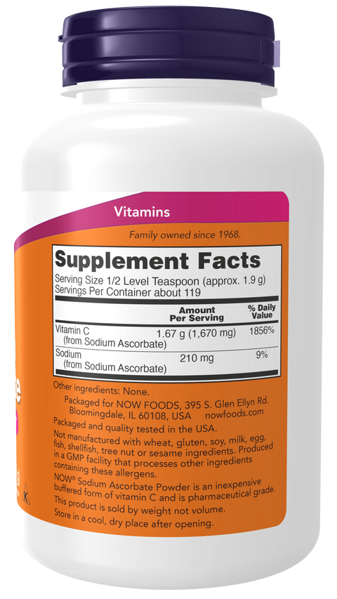 Ascorbato de sódio NOW Foods – Vitamin C Sodium Ascorbate em pó 227 g – imagem 2
