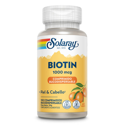 Biotina 1000 µg 100 Comprimidos Orodispersíveis Solaray – Viva Saudável