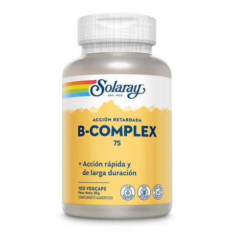 B-Complex 75 Complexo B Libertação Prolongada 100 Cápsulas Vegetais Solaray – Viva Saudável