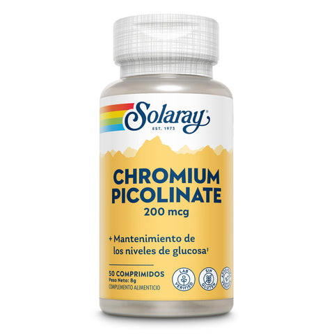 Picolinato de Crómio 200 µg 50 Comprimidos Solaray – Viva Saudável