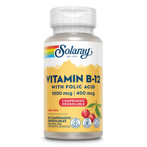 Vitamina B12 + Ácido Fólico 90 Comprimidos Orodispersíveis Solaray – Viva Saudável
