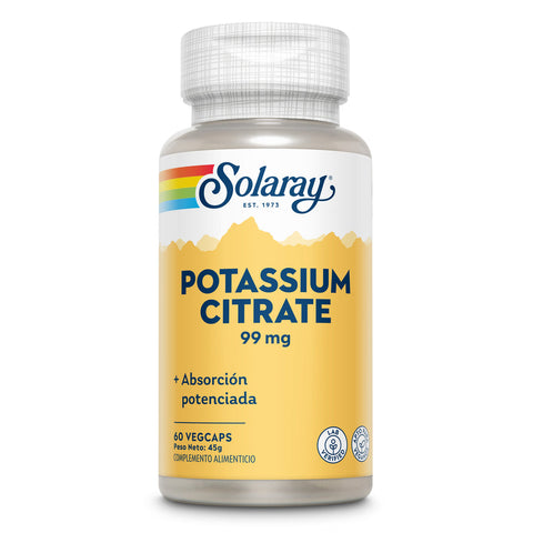 Citrato de Potássio 99 mg 60 Cápsulas Vegetais Solaray – Viva Saudável