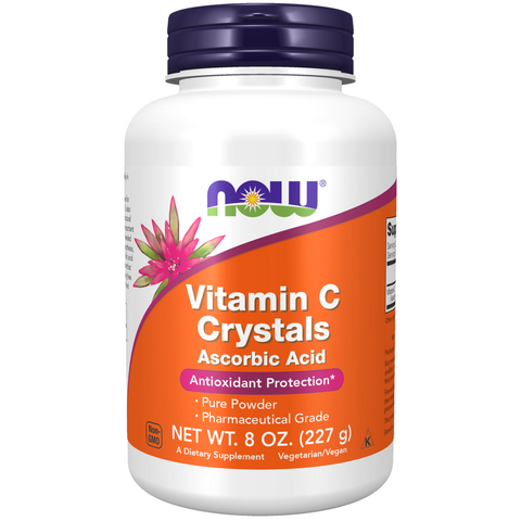 Vitamina C em pó NOW Foods – Vitamin C Crystals ácido ascórbico 227 g