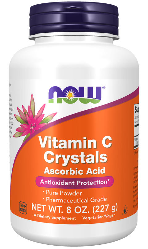 Vitamina C em pó NOW Foods – Vitamin C Crystals ácido ascórbico 227 g