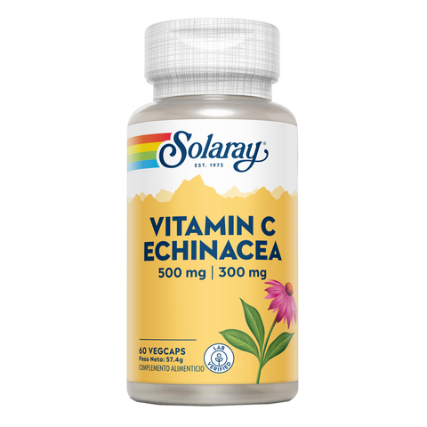 Vitamina C 500 mg + Equinácea 300 mg 60 Cápsulas Vegetais Solaray – Viva Saudável