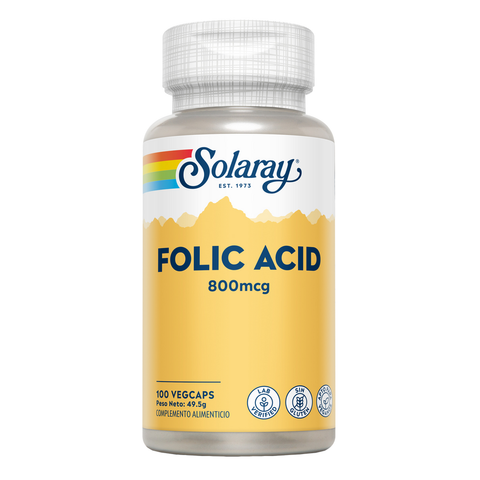 Ácido Fólico 800 µg 100 Cápsulas Vegetais Solaray – Viva Saudável
