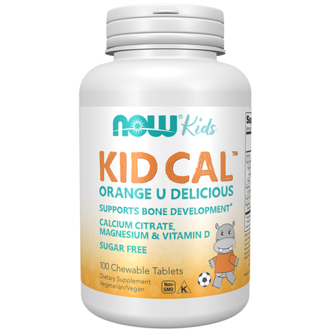 Kid Cal NOW Foods – cálcio para crianças, 100 comprimidos mastigáveis sabor laranja