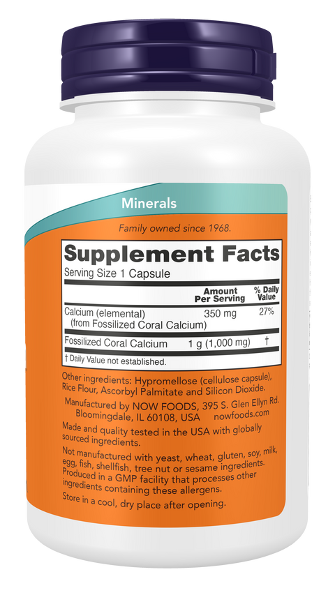 Cálcio de coral 1000 mg NOW Foods – 100 cápsulas – imagem 2