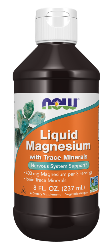 Magnésio líquido com oligoelementos NOW Foods – frasco de 237 ml