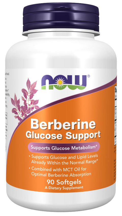 Berberina 400 mg com óleo MCT NOW Foods – 90 cápsulas moles