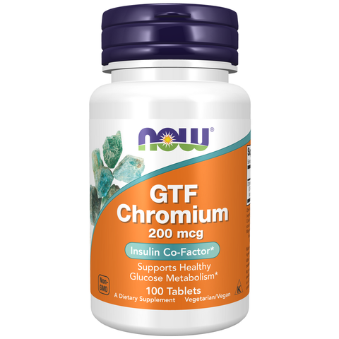 Crómio GTF 200 mcg NOW Foods – 100 comprimidos