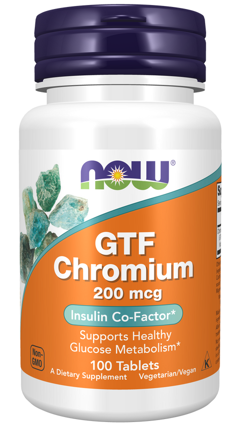 Crómio GTF 200 mcg NOW Foods – 100 comprimidos