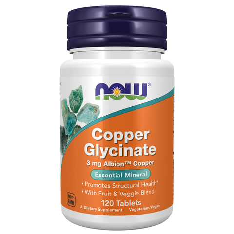 Glicinato de cobre NOW Foods – 120 comprimidos