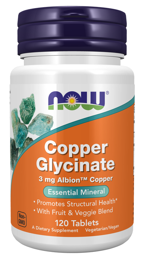 Glicinato de cobre NOW Foods – 120 comprimidos