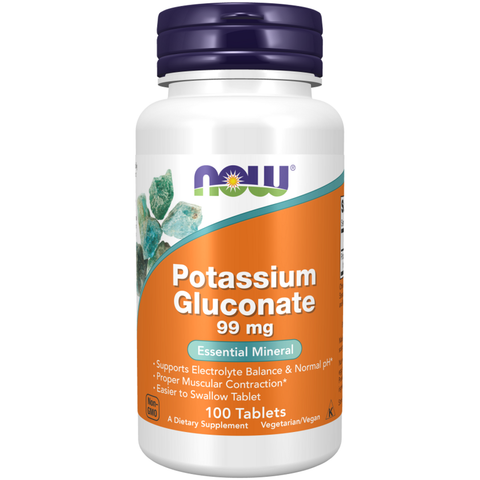 Gluconato de potássio 99 mg NOW Foods – 100 comprimidos
